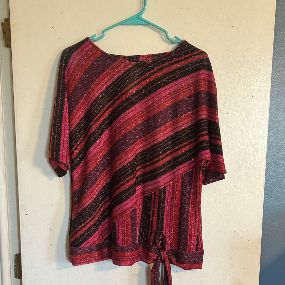 Roz & Ali Fuchsia and Black Striped Tie-Hem Tunic